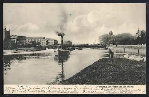 AK Berlin-Spandau, Mündung der Spree in die Havel