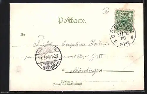 Lithographie Koblenz-Ehrenbreitstein, Ortsansicht mit der Festund