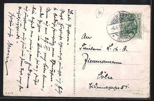 AK Saarbrücken, Reichsstrasse mit Strassenbahn