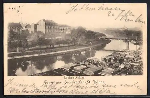 AK Saarbrücken-St. Johann, Blick auf die Louisenanlagen