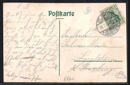 AK Saarbrücken, Neue Brücke, Viktoriastrasse, Strassenbahn