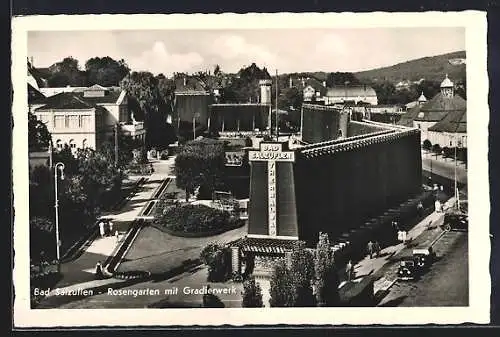 AK Bad Salzuflen, Rosengarten mit Gradierwerk
