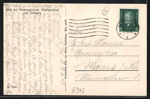 AK Neckargemünd, Blick auf Kleingemünd und Dilsberg