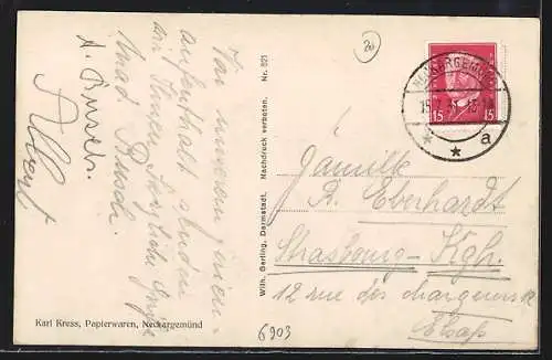 AK Neckargemünd, Ort mit Blick auf den Dilsberg