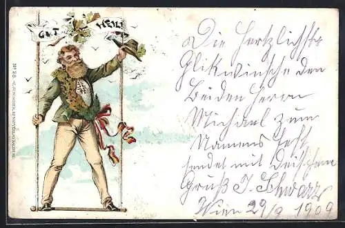 AK Mann des Turnverbandes im Siegerkranz