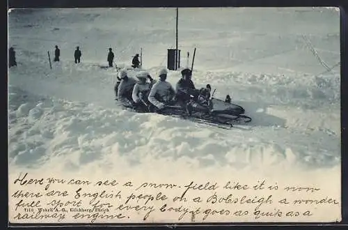 AK Bobsleigh, 5 Männer beim Bobfahren