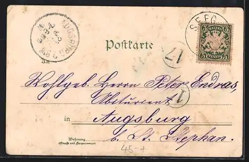 Lithographie Twei Wanderer in den Bergen auf der Nutztierweide