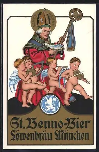 Künstler-AK Brauerei-Werbung für St. Benno-Bier, Löwenbräu, München