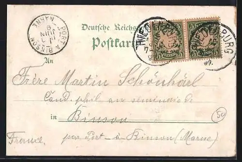 Lithographie Köln a. Rhein, Monument Friedrich Wilhelm II., Neues Post-Gebäude