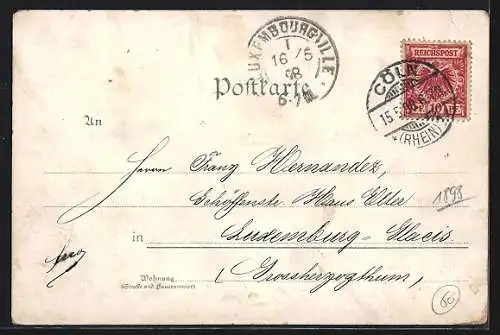 Lithographie Cöln, Stadttheater, Saal im Gürzenich, Denkmal Friedrich Wilhelm III.