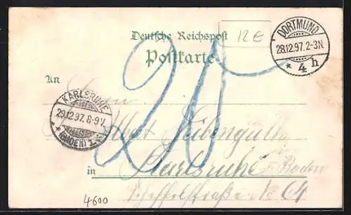 Lithographie Dortmund, Börse, Kronenburg, Concertsaal