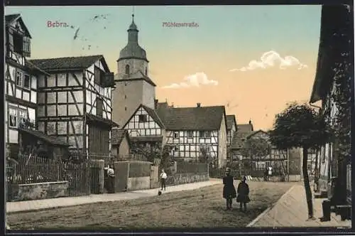 AK Bebra / Hessen, Blick in die Mühlenstrasse