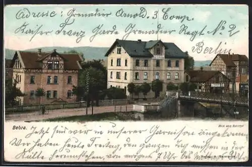 AK Bebra, Hotel Schlüter vom Bahnhof gesehen