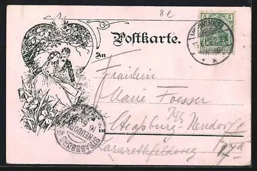 Lithographie Elberfeld, Haardt, Denkmal Kaiser Wilhelm I.