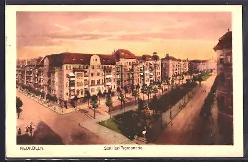 AK Berlin-Neukölln, Blick auf die Schiller-Promenade