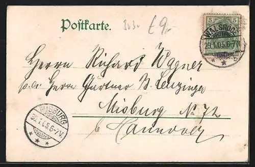 AK Walsrode, Strassenpartie mit Geschäften und Denkmal