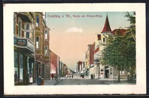 AK Homberg a. Rhein, Strassenpartie am Bismarckplatz