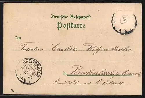 Lithographie Berlin, Strasse Unter den Linden mit Denkmal, Reichstagsgebäude