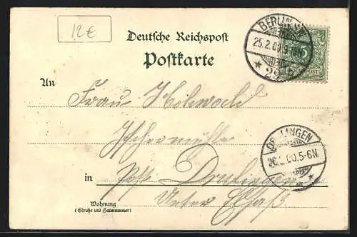 Lithographie Berlin, Unter den Linden, Kaiser Wilhelm II. mit Gefolge