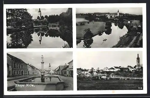 AK Thaya /N.-Ö., Vier Ansichten vom und aus dem Ort