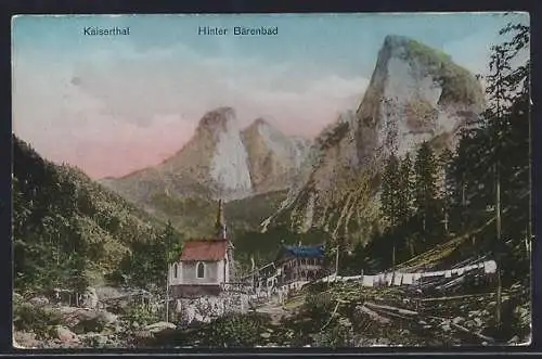 AK Hinter Bärenbad /Kaiserthal, Ortsansicht mit Bergpanorama
