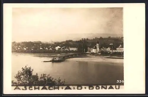 AK Aschach a. d. Donau, Ortsansicht mit Flusspartie