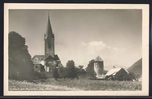 AK Ossiach am Ossiacher See, Blick auf die Kirche