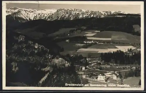 AK Breitenstein am Semmering, Ortsansicht mit Bergpanorama