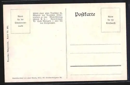 AK Deutscher Schulverein Nr. 284: Waldhausen im Strudengau, Panorama und Kutsche