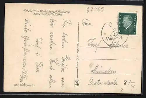 AK Mittelberg, Blick auf die Kinderheilstätte