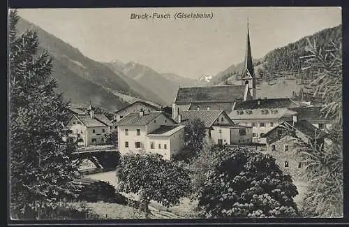AK Bruck-Fusch /Giselabahn, Ortsansicht mit Kirche