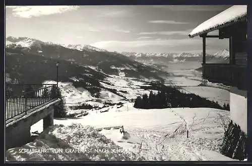 AK Schwaz /Unterinntal, Gasthaus Alpenhof Grafenast, Schiabfahrt