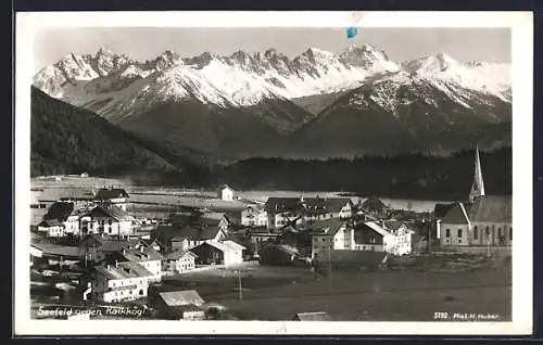AK Seefeld, Totalansicht, Blick gegen den Kalkkögl