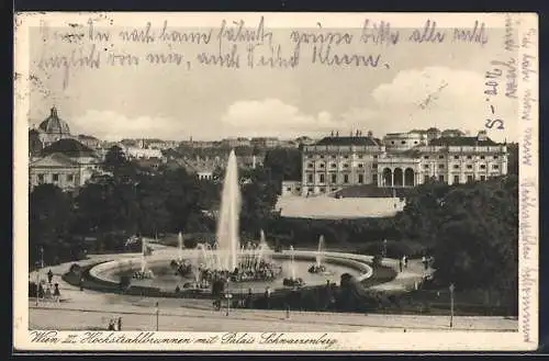 AK Wien, Hochstrahlbrunnen mit Palais Schwarzenberg