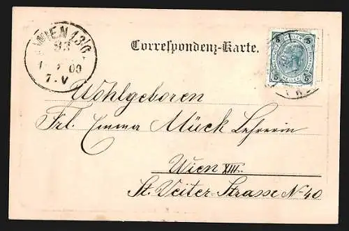 AK Waldegg, Ortsansicht mit Bergen