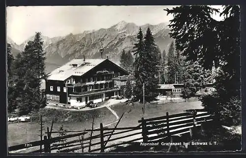 AK Schwaz /Tirol, Gasthof Grafenast mit Bergen