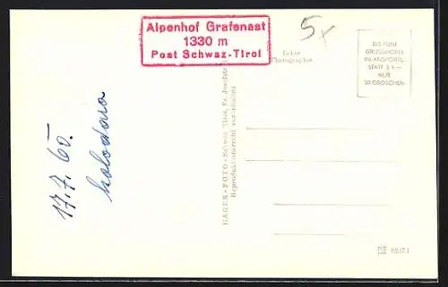 AK Schwaz /Tirol, Gasthof Grafenast mit Bergen im Hintergrund
