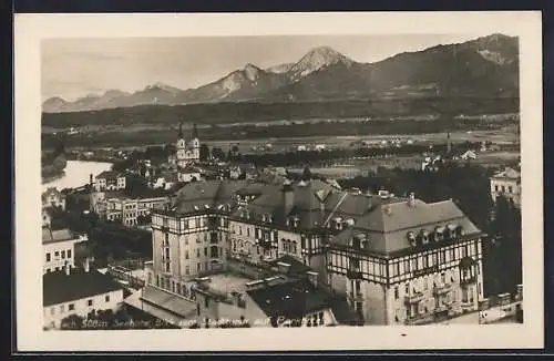 AK Villach, Blick vom Stadtturm auf Parkhotel