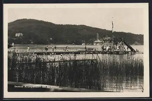 AK Krumpendorf, See mit Strandbad