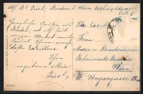 AK Baden, Schloss Erzherzog Eugen und Ruine Rauheneck