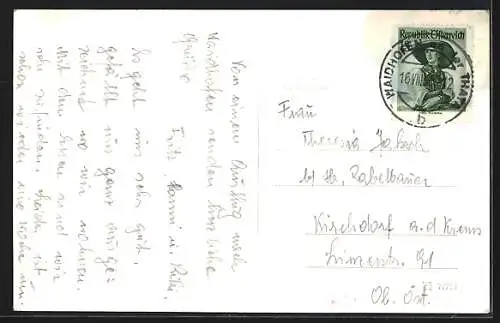 AK Waidhofen a. d. Thaya, Ortsansicht mit Geschäft von Josef Hettler