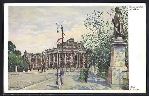 Künstler-AK Wien, Ansicht vom Burgtheater