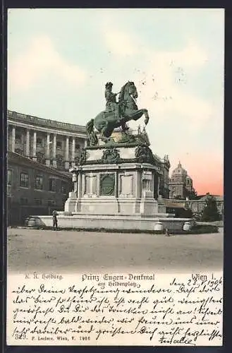 AK Wien, K. K. Hofburg, Prinz Eugen-Denkmal am Heldenplatz