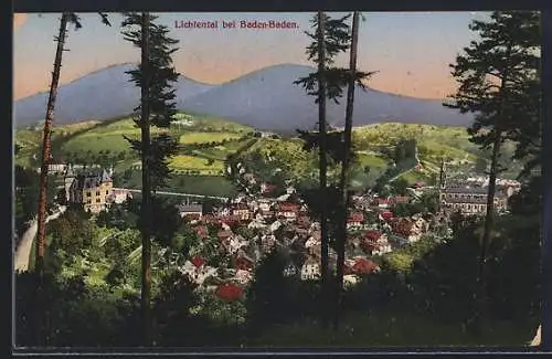 AK Lichtental bei Baden-Baden, Ortsansicht von einer Anhöhe aus
