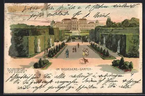 AK Wien, Besucher im Belvedere-Garten
