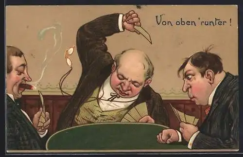 AK Drei Herren beim Kartenspiel