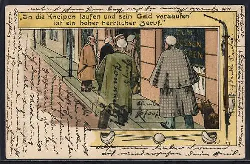 AK Männer pilgern in die Kneipe