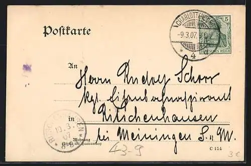 AK Bauernabend in der Götterdämmerung 1907, Alter Mann mit Pfeife