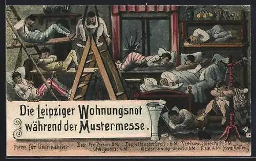 Künstler-AK Leipzig, Wohnungsnot während Mustermesse