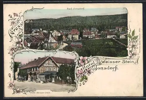 AK Jonsdorf, Hotel Weisser Stein, Ortsansicht
